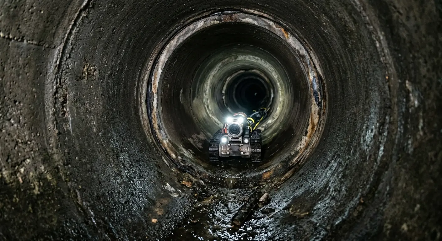 Robotic sewer camera inspecting pipe interior for Drain Snake Service in Scottsbluff
